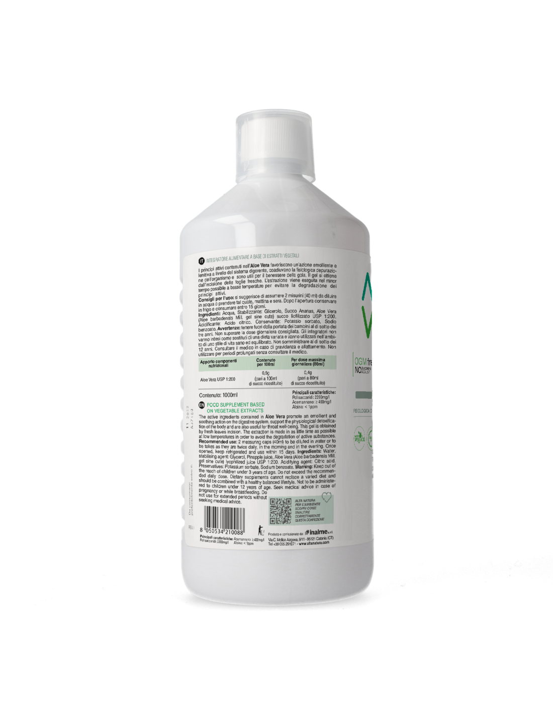 Aloe Vera 1 lt senza Aloina - immagine 2