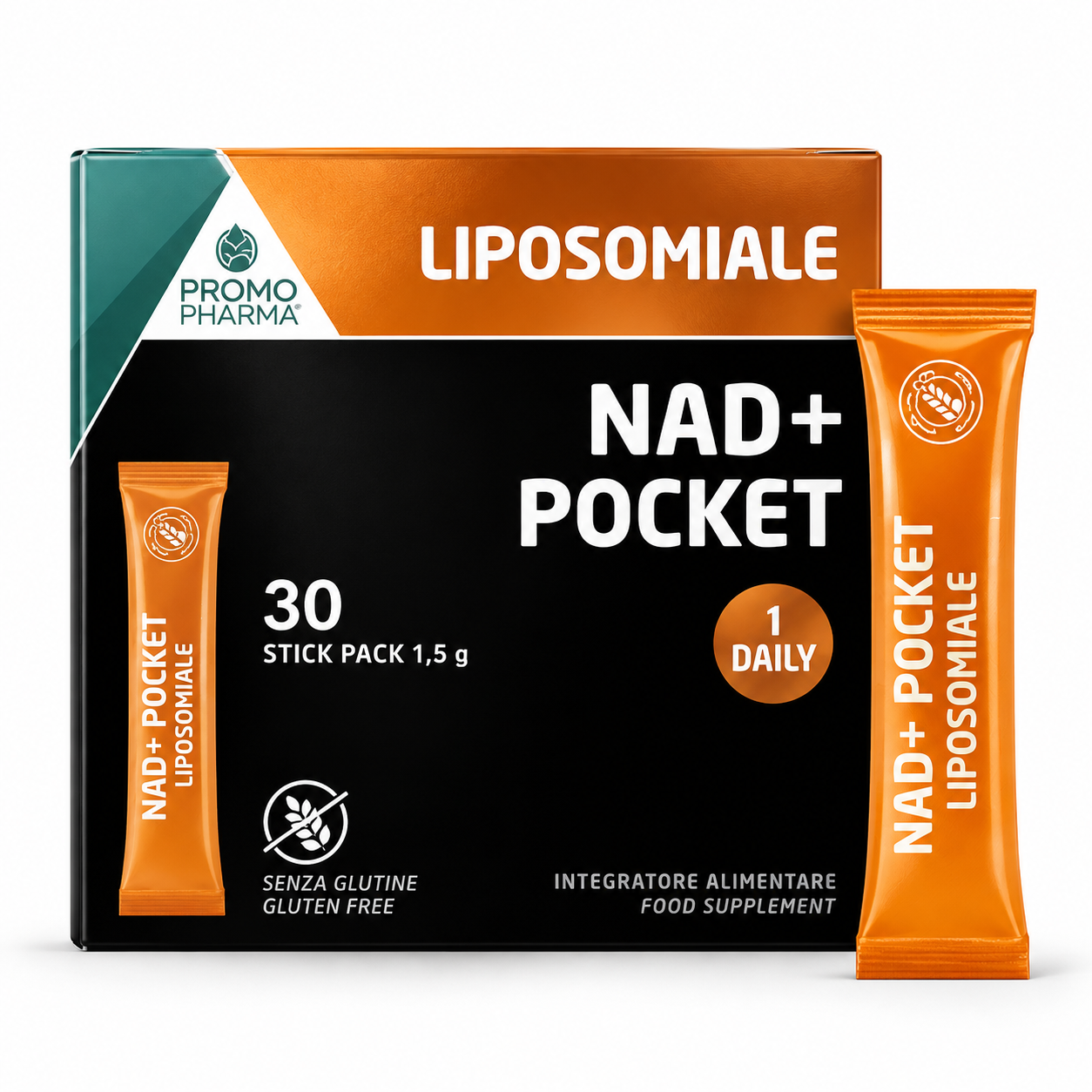 NAD+ Pocket Liposomiale PromoPharma confezione 30 stick gusto melograno