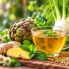 Tisana digestiva con finocchio, zenzero, carciofo, camomilla e menta